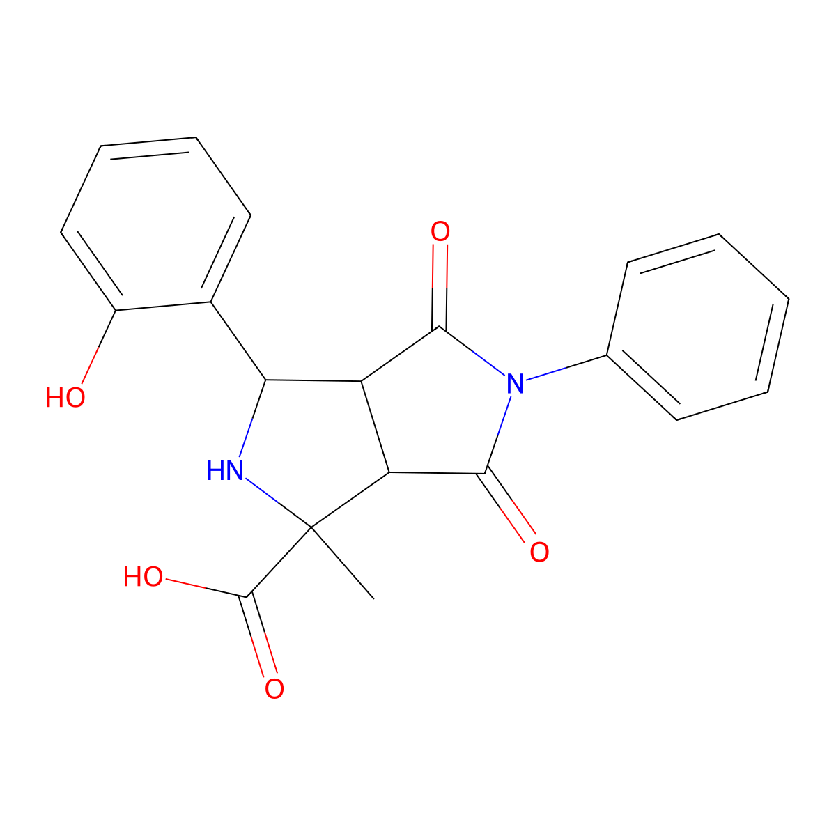 3-(2-Hydroxyphenyl)-1-methyl-4,6-dioxo-5-phenyloctahydropyrrolo[3,4-c]pyrrole-1-carboxylic acid molecular structure, CAS 496923-35-4