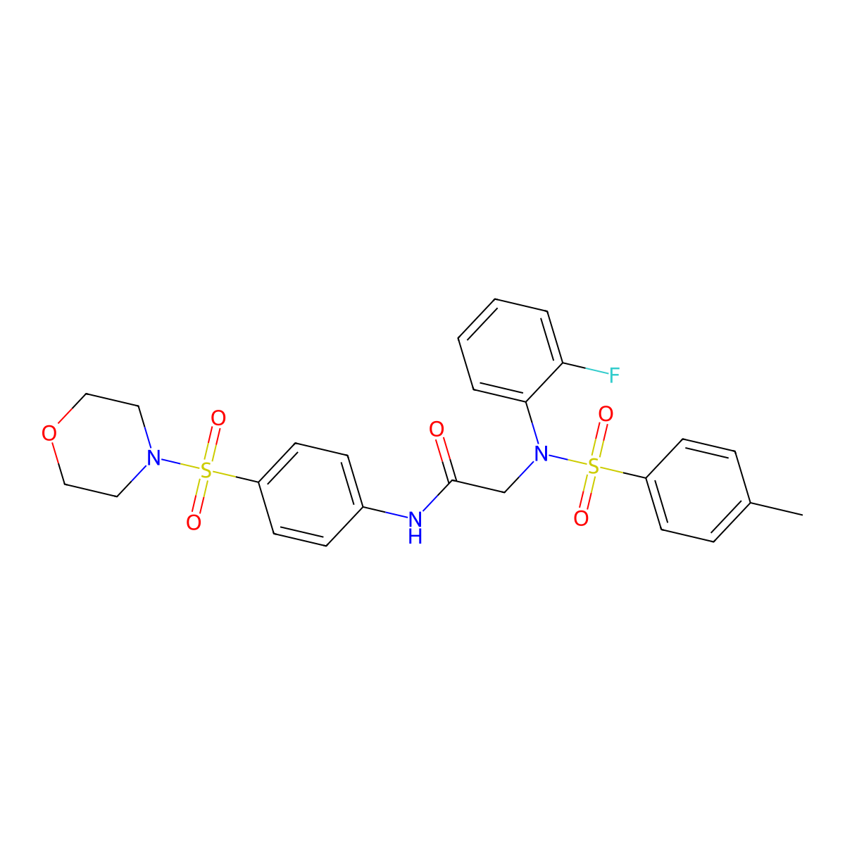 2-(2-fluoro-N-(4-methylphenyl)sulfonylanilino)-N-(4-morpholin-4-ylsulfonylphenyl)acetamide molecular structure, CAS 496935-80-9