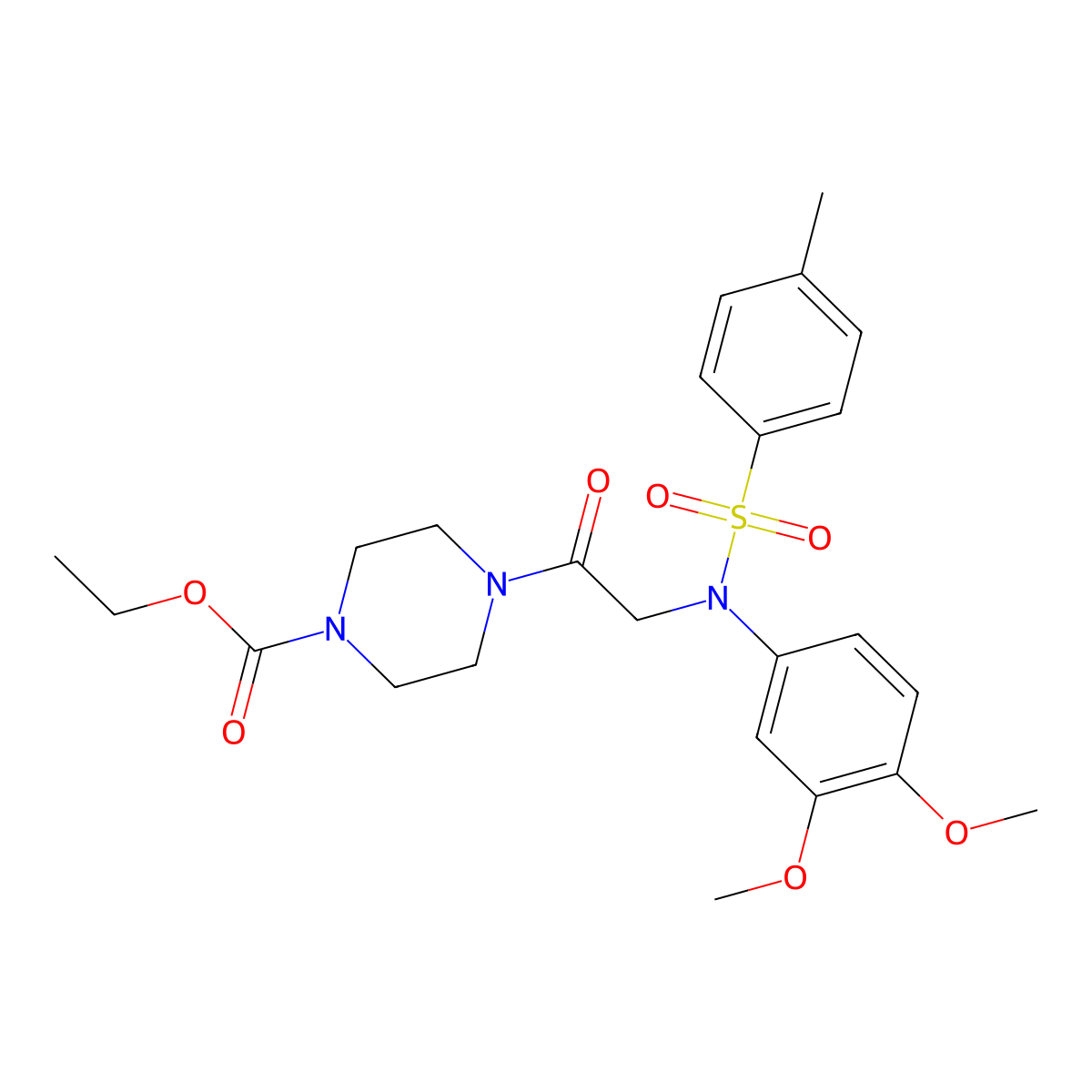 ethyl 4-{N-(3,4-dimethoxyphenyl)-N-[(4-methylphenyl)sulfonyl]glycyl}piperazine-1-carboxylate molecular structure, CAS 496935-82-1