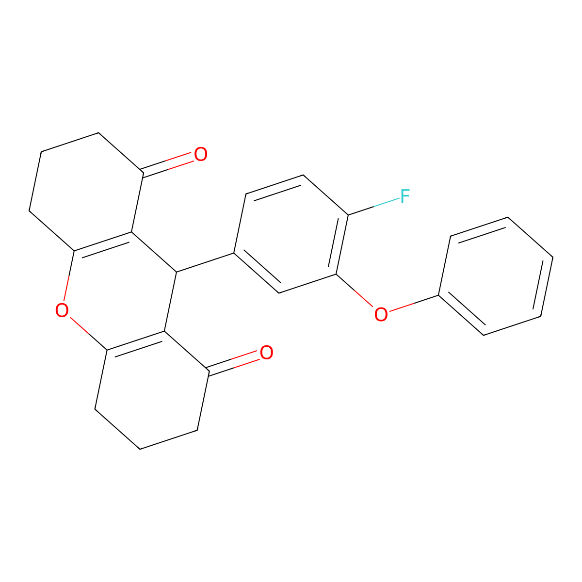 9-(4-fluoro-3-phenoxyphenyl)-3,4,5,6,7,9-hexahydro-2H-xanthene-1,8-dione molecular structure, CAS 496935-94-5