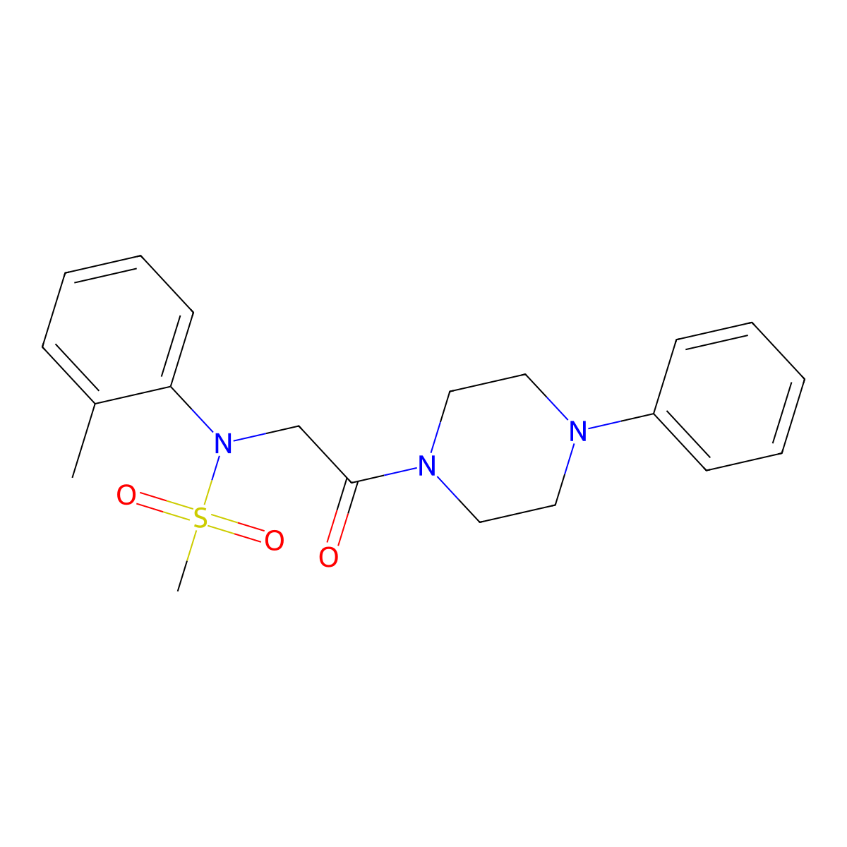 N-(2-methylphenyl)-N-[2-oxo-2-(4-phenylpiperazin-1-yl)ethyl]methanesulfonamide molecular structure, CAS 496937-13-4
