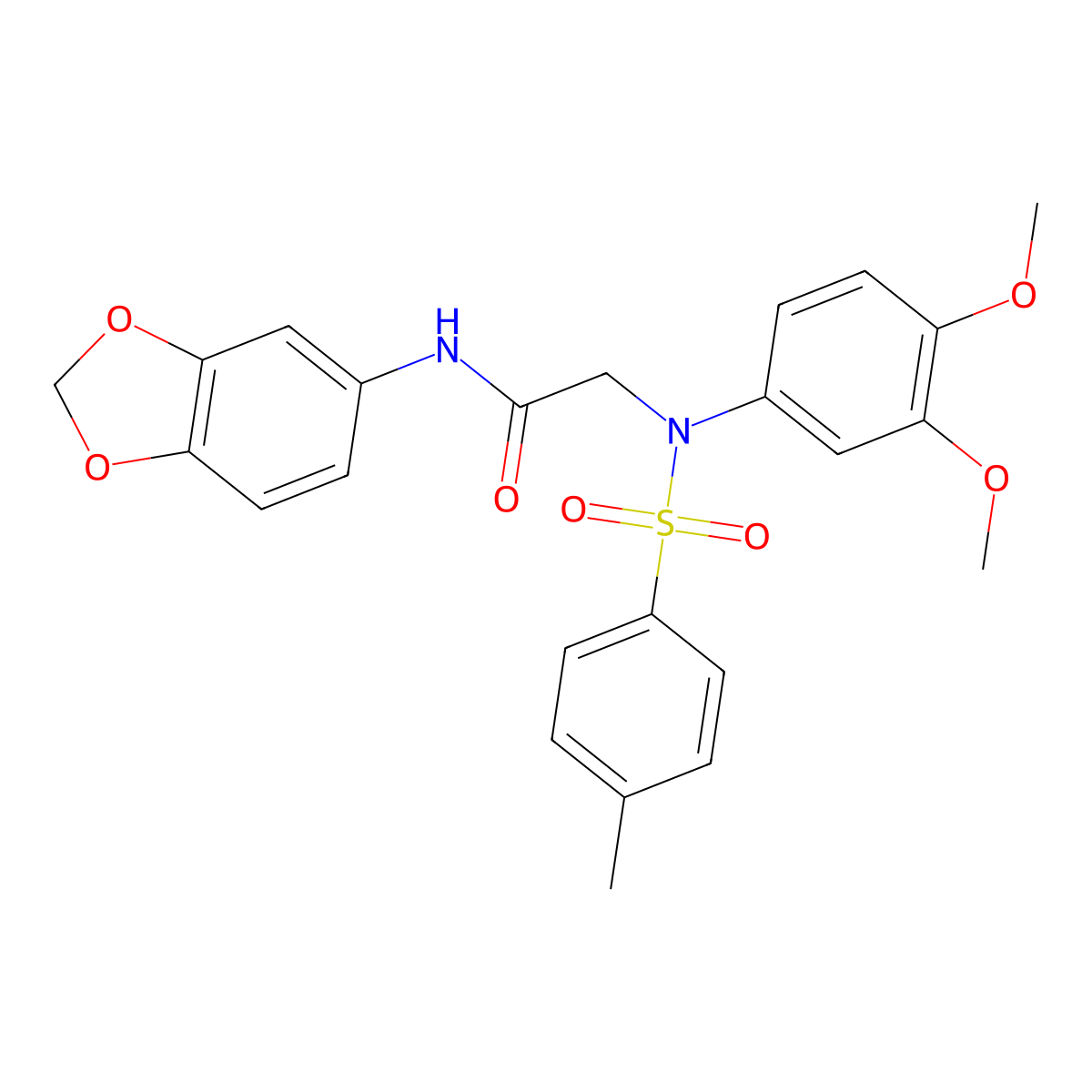 N-(1,3-benzodioxol-5-yl)-2-(3,4-dimethoxy-N-(4-methylphenyl)sulfonylanilino)acetamide molecular structure, CAS 496937-67-8
