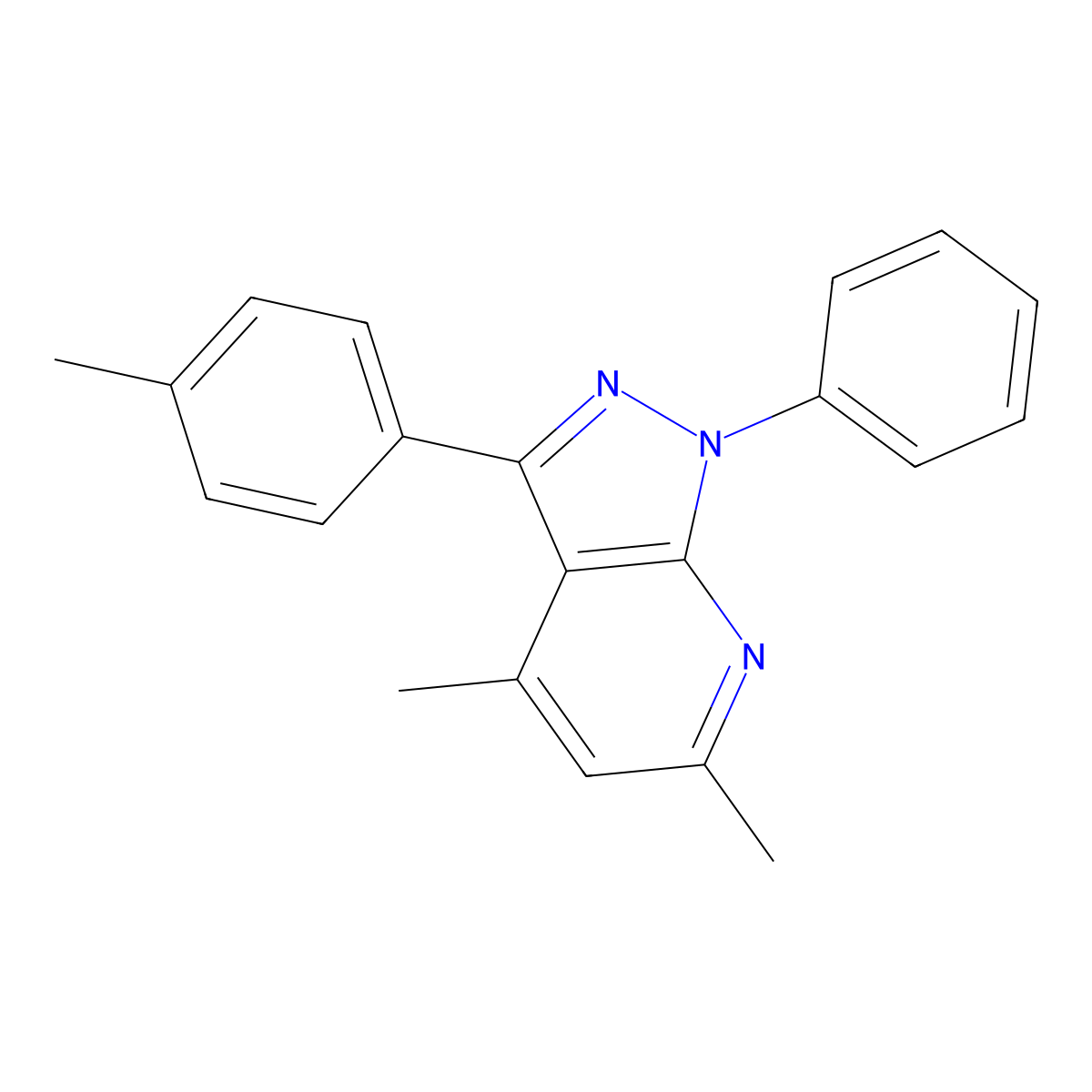 4,6-dimethyl-3-(4-methylphenyl)-1-phenyl-1H-pyrazolo[3,4-b]pyridine molecular structure, CAS 496939-22-1