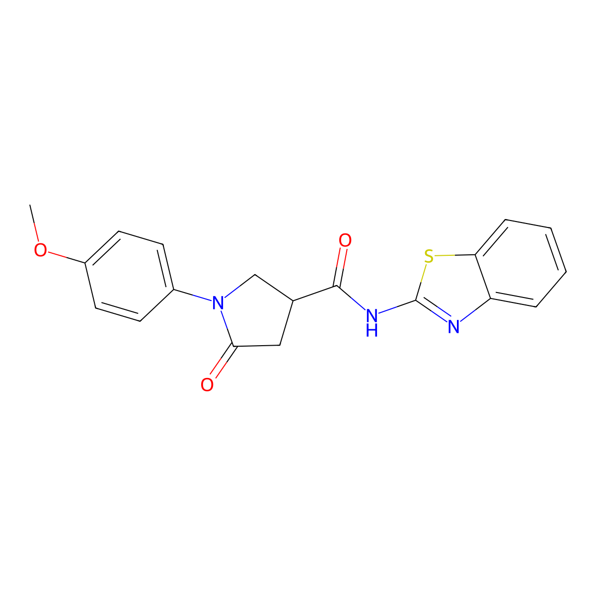 N-(1,3-benzothiazol-2-yl)-1-(4-methoxyphenyl)-5-oxopyrrolidine-3-carboxamide molecular structure, CAS 496940-39-7