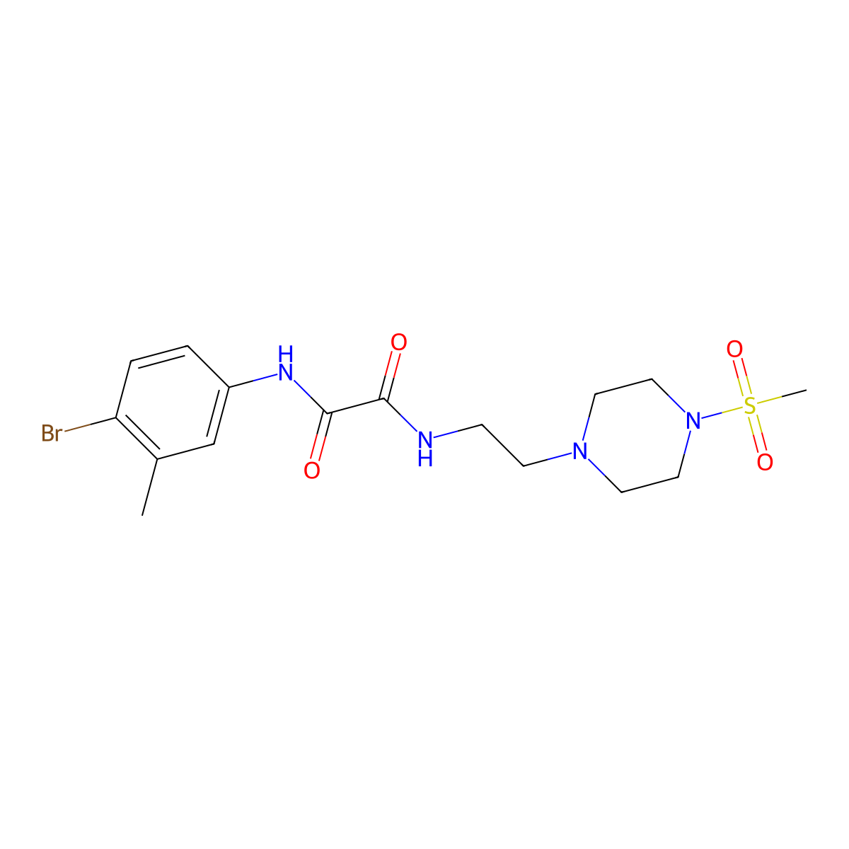 N'-(4-bromo-3-methylphenyl)-N-[2-(4-methylsulfonylpiperazin-1-yl)ethyl]oxamide molecular structure, CAS 496940-47-7