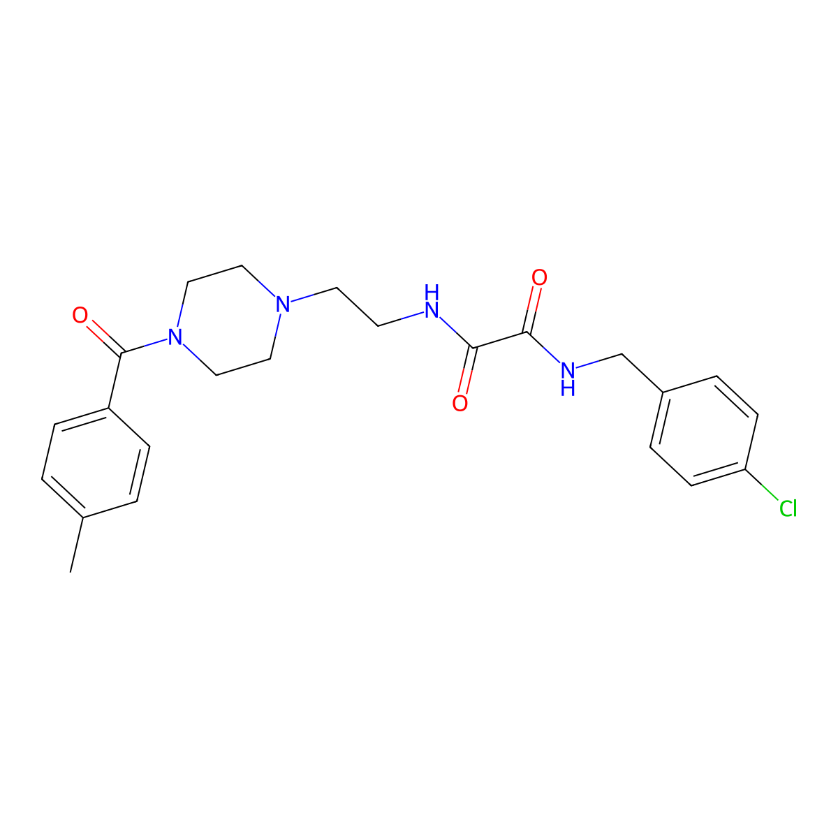 N'-[(4-chlorophenyl)methyl]-N-[2-[4-(4-methylbenzoyl)piperazin-1-yl]ethyl]oxamide molecular structure, CAS 496940-48-8