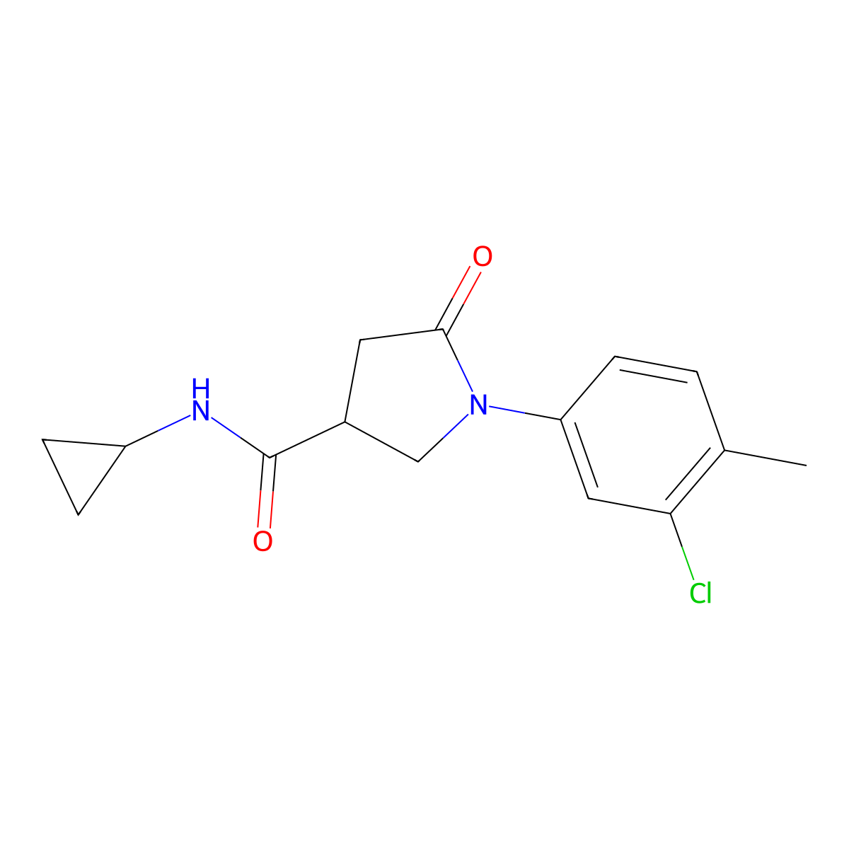 1-(3-chloro-4-methylphenyl)-N-cyclopropyl-5-oxopyrrolidine-3-carboxamide molecular structure, CAS 496940-72-8