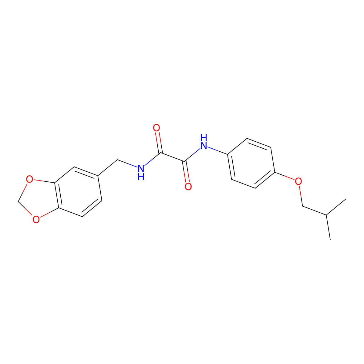 N-(1,3-benzodioxol-5-ylmethyl)-N'-[4-(2-methylpropoxy)phenyl]oxamide molecular structure, CAS 496940-77-3