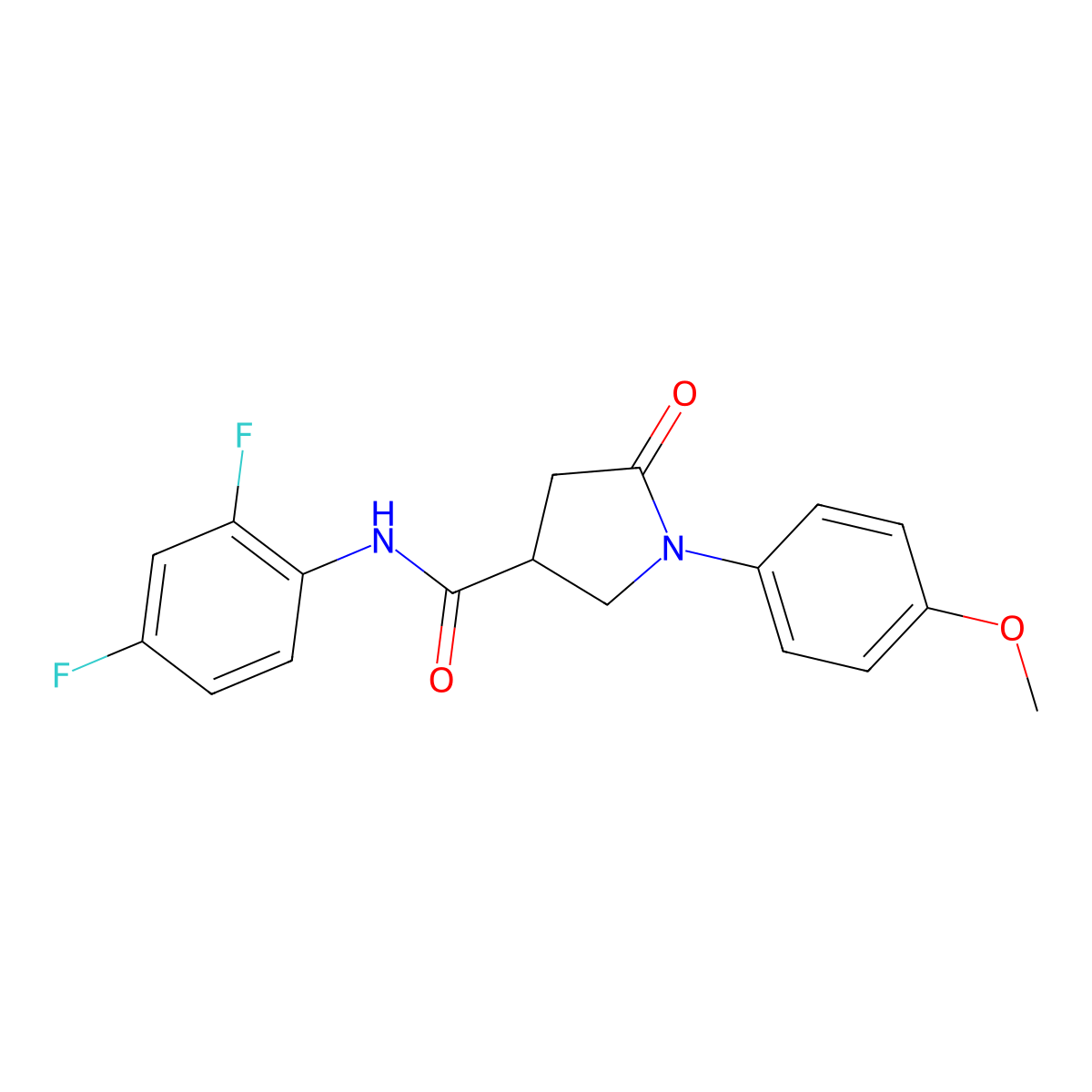 N-(2,4-difluorophenyl)-1-(4-methoxyphenyl)-5-oxopyrrolidine-3-carboxamide molecular structure, CAS 496940-95-5