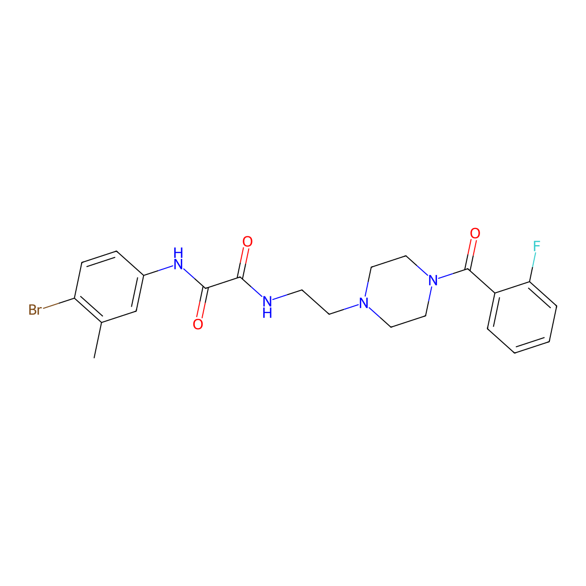 N'-(4-bromo-3-methylphenyl)-N-[2-[4-(2-fluorobenzoyl)piperazin-1-yl]ethyl]oxamide molecular structure, CAS 496941-01-6