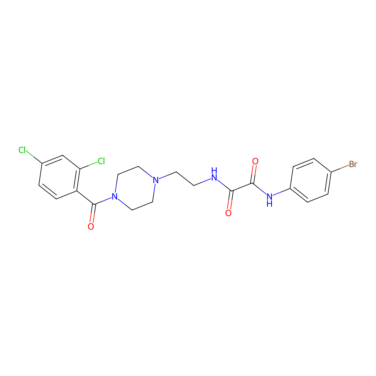 N'-(4-bromophenyl)-N-[2-[4-(2,4-dichlorobenzoyl)piperazin-1-yl]ethyl]oxamide molecular structure, CAS 496941-12-9