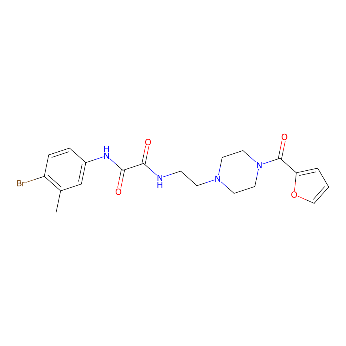 N'-(4-bromo-3-methylphenyl)-N-[2-[4-(furan-2-carbonyl)piperazin-1-yl]ethyl]oxamide molecular structure, CAS 496941-28-7