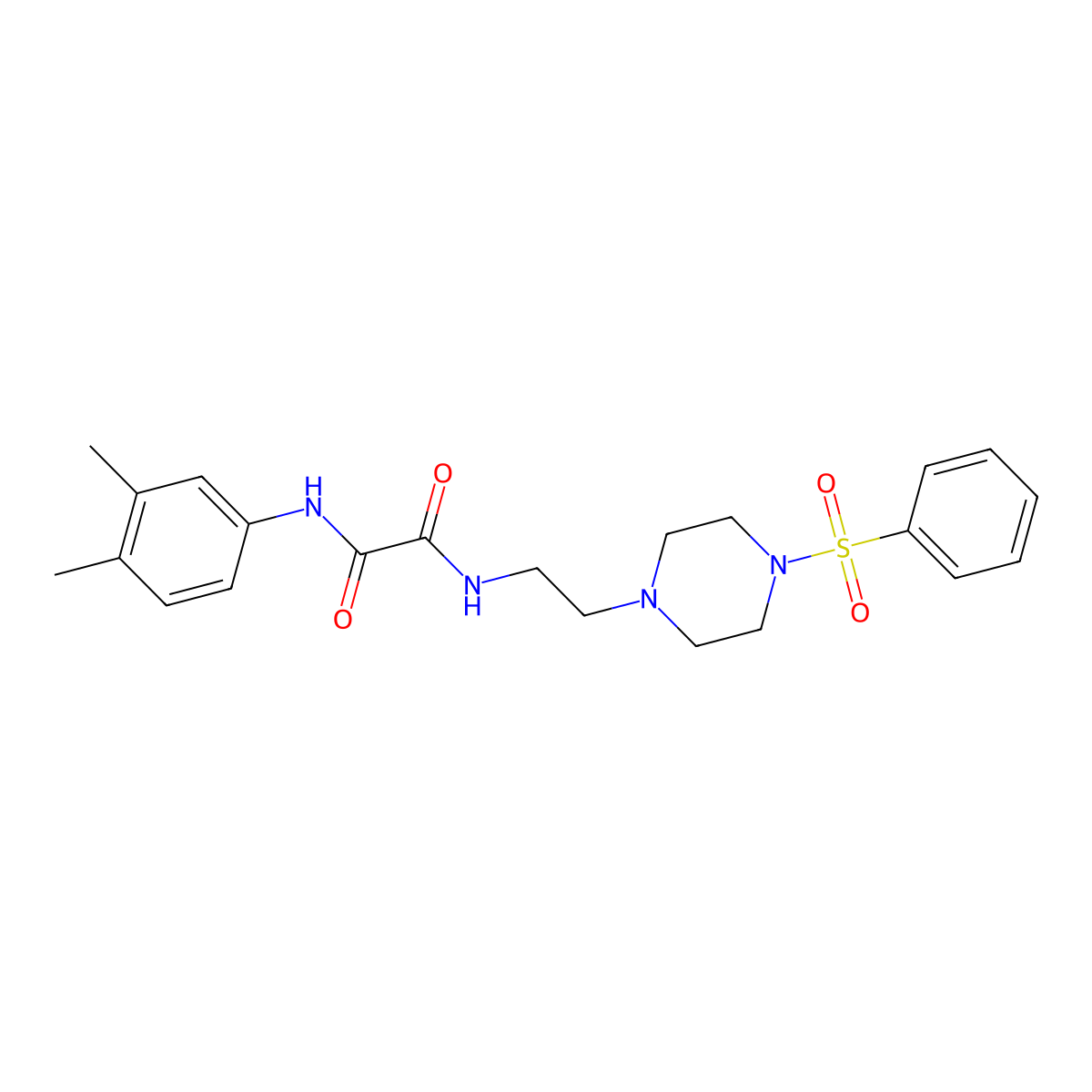 N-[2-[4-(benzenesulfonyl)piperazin-1-yl]ethyl]-N'-(3,4-dimethylphenyl)oxamide molecular structure, CAS 496941-32-3