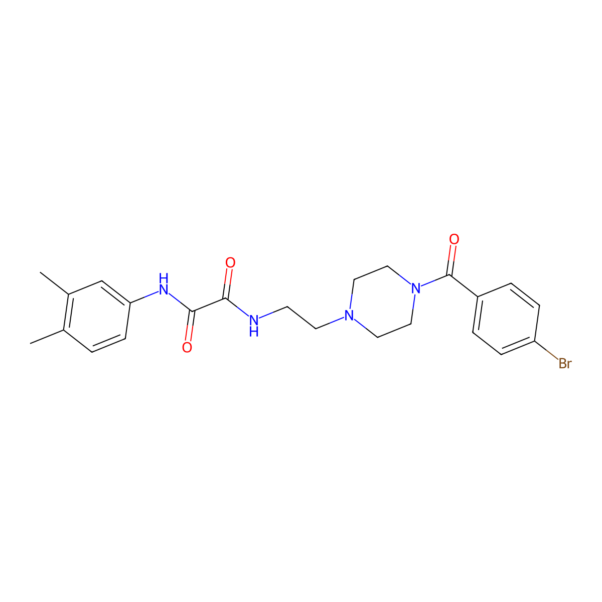 N-[2-[4-(4-bromobenzoyl)piperazin-1-yl]ethyl]-N'-(3,4-dimethylphenyl)oxamide molecular structure, CAS 496941-33-4