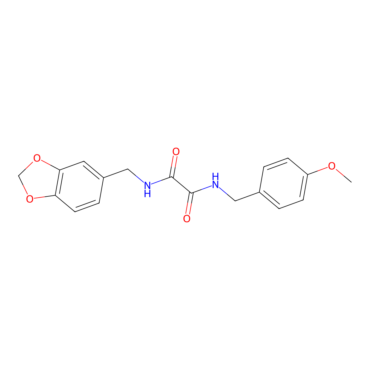 N'-(1,3-benzodioxol-5-ylmethyl)-N-[(4-methoxyphenyl)methyl]oxamide molecular structure, CAS 496941-57-2