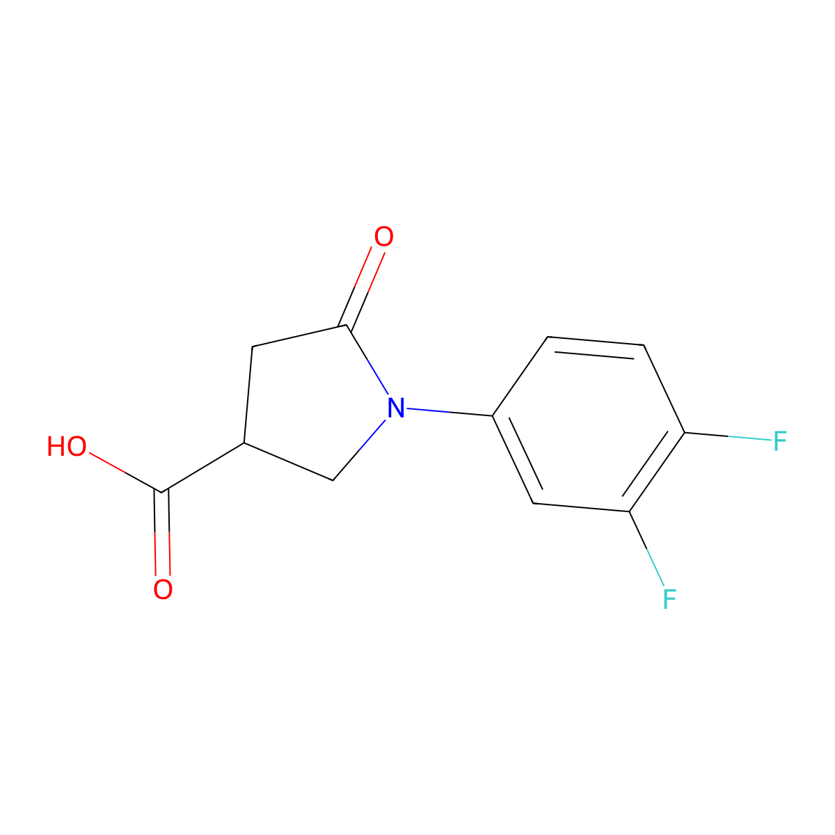 1-(3,4-Difluorophenyl)-5-oxopyrrolidine-3-carboxylic acid molecular structure, CAS 496941-62-9