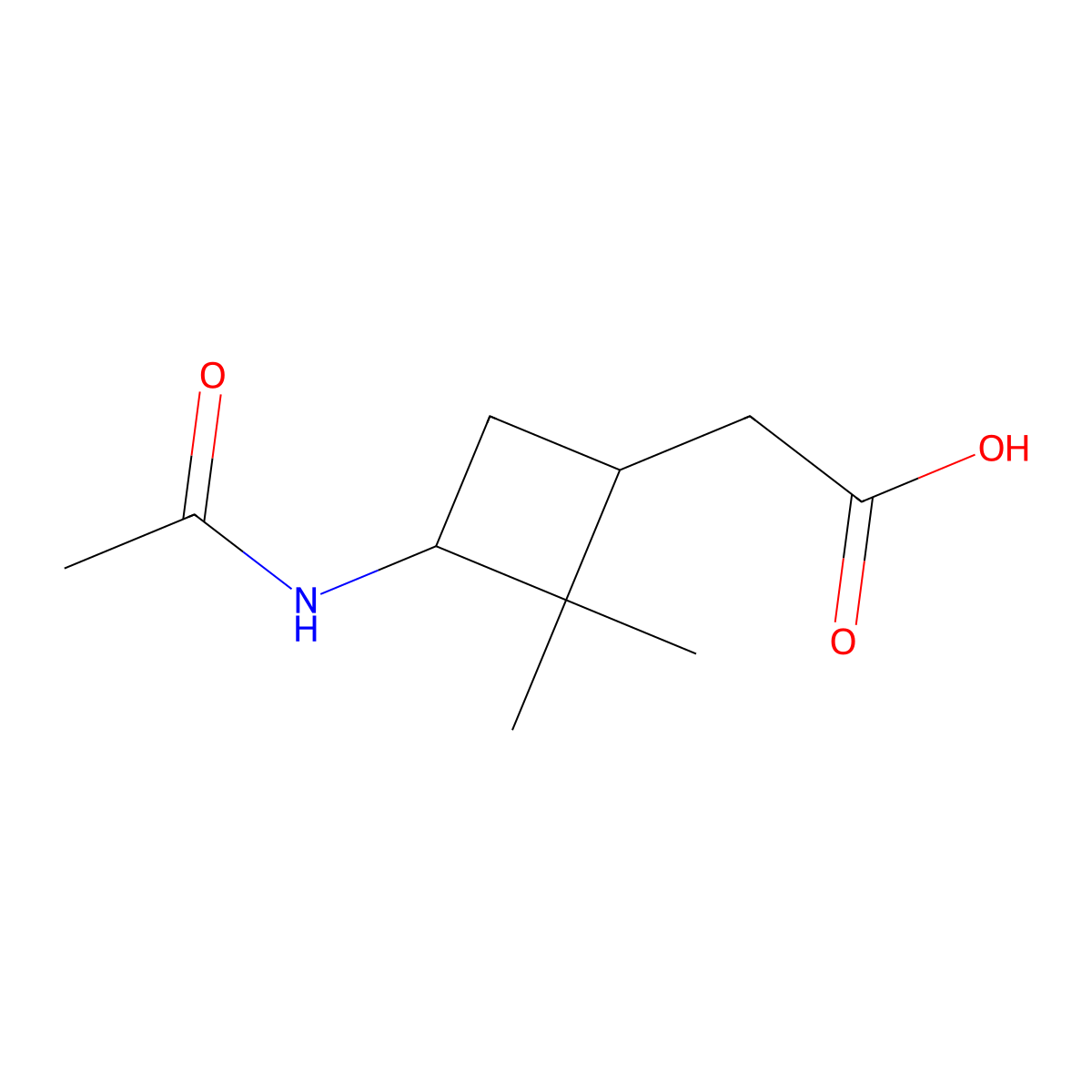 rac-2-[(1R,3R)-3-acetamido-2,2-dimethylcyclobutyl]acetic acid molecular structure, CAS 496942-52-0