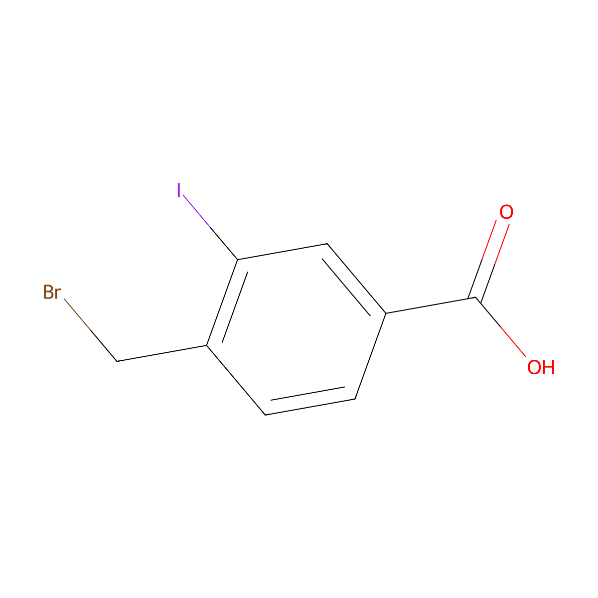 4-(Bromomethyl)-3-iodobenzoic acid molecular structure, CAS 496944-09-3