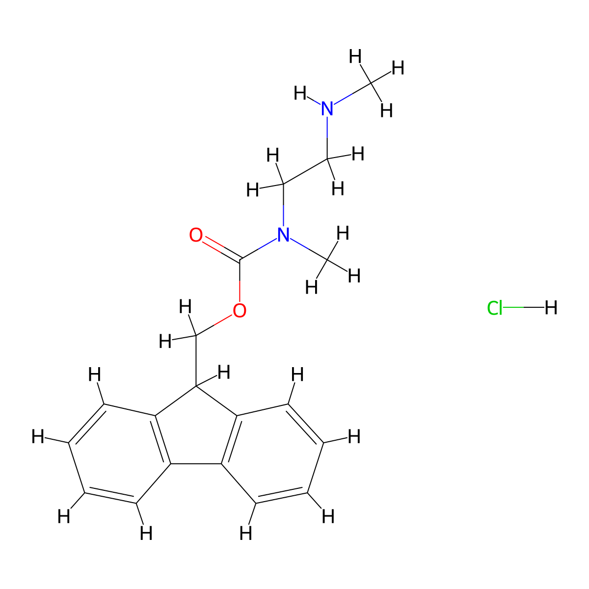 (9H-Fluoren-9-yl)methyl methyl(2-(methylamino)ethyl)carbamate hydrochloride molecular structure, CAS 496946-83-9