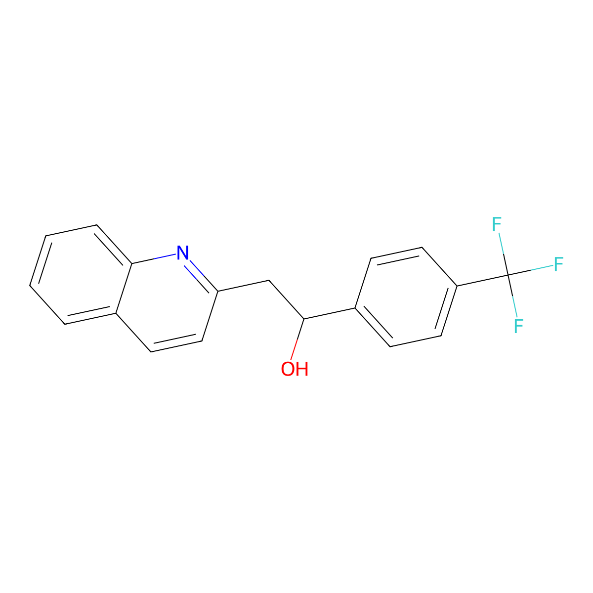 2-Quinolin-2-yl-1-(4-trifluoromethylphenyl)ethanol molecular structure, CAS 496947-30-9