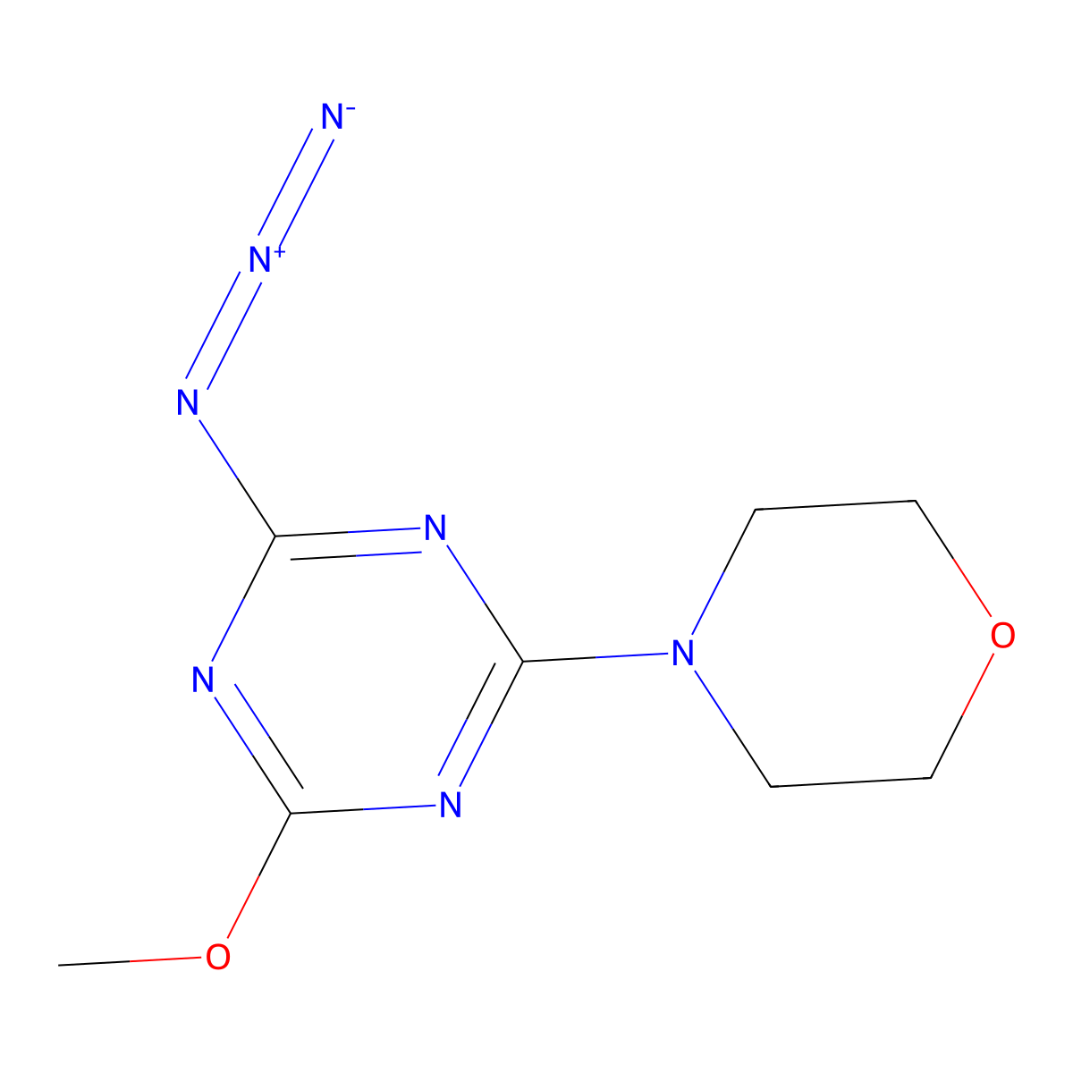 1,3,5-Triazine, 2-azido-4-methoxy-6-(4-morpholinyl)- molecular structure, CAS 496949-14-5