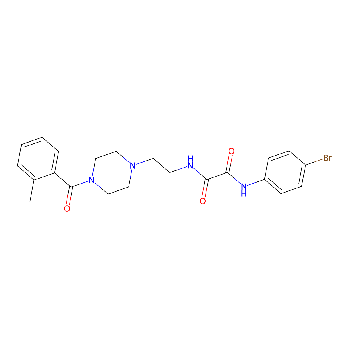 N'-(4-bromophenyl)-N-[2-[4-(2-methylbenzoyl)piperazin-1-yl]ethyl]oxamide molecular structure, CAS 496950-10-8