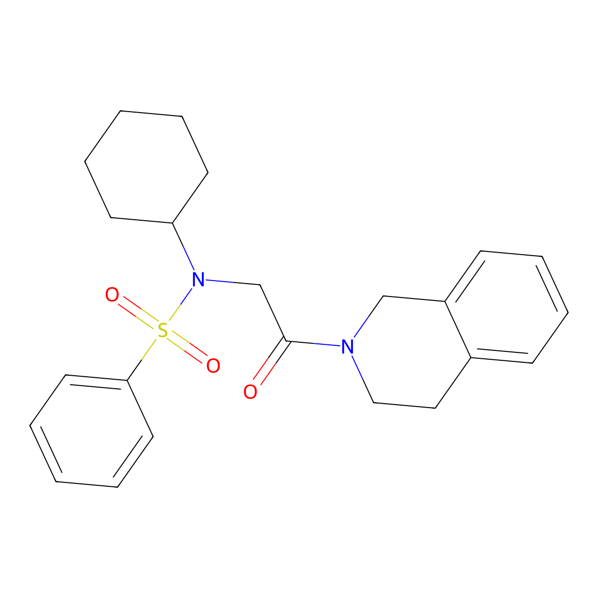 N-cyclohexyl-N-[2-(3,4-dihydro-1H-isoquinolin-2-yl)-2-oxoethyl]benzenesulfonamide molecular structure, CAS 496950-40-4