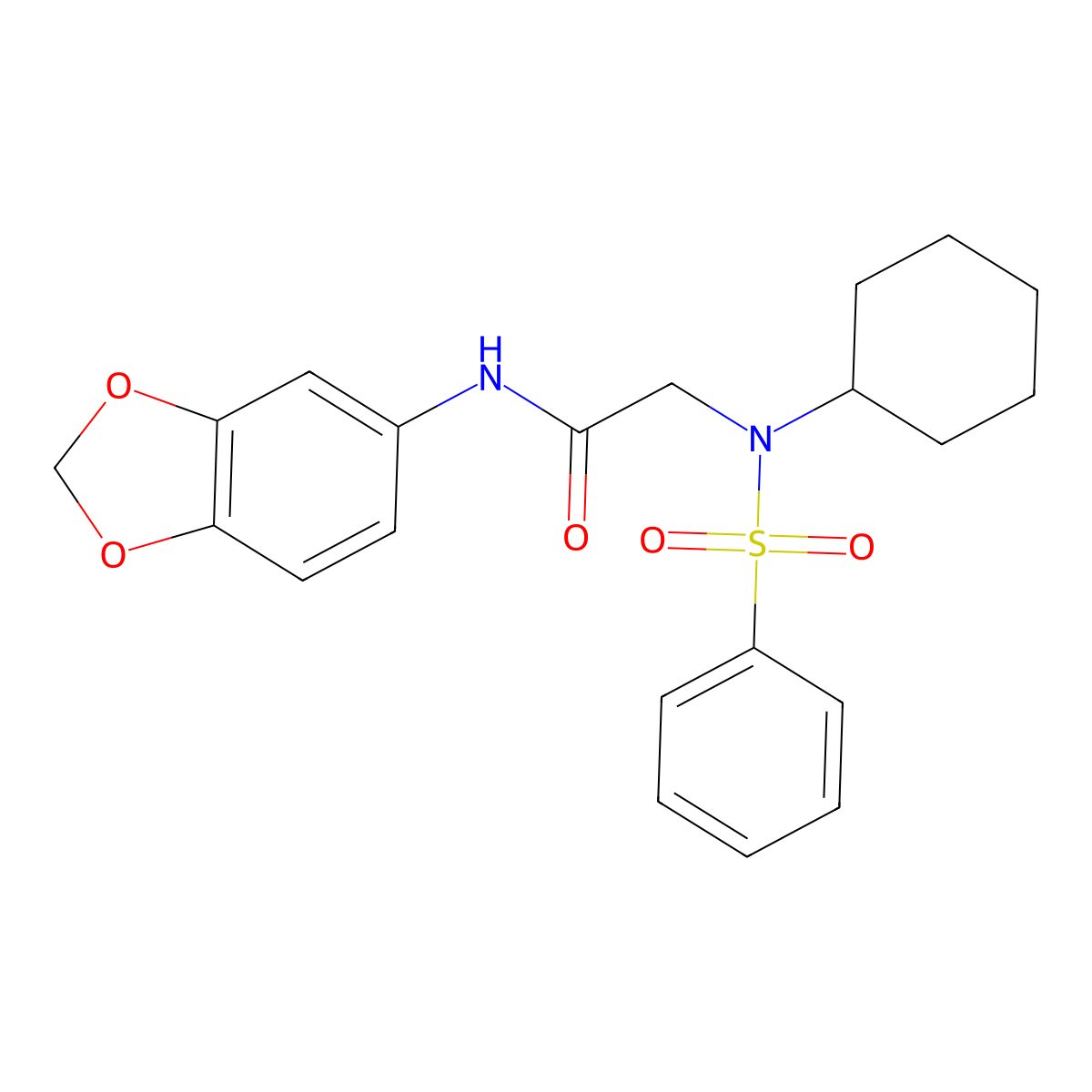 2-[benzenesulfonyl(cyclohexyl)amino]-N-(1,3-benzodioxol-5-yl)acetamide molecular structure, CAS 496950-41-5
