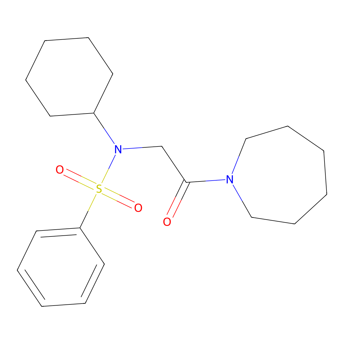 N-[2-(azepan-1-yl)-2-oxoethyl]-N-cyclohexylbenzenesulfonamide molecular structure, CAS 496950-42-6