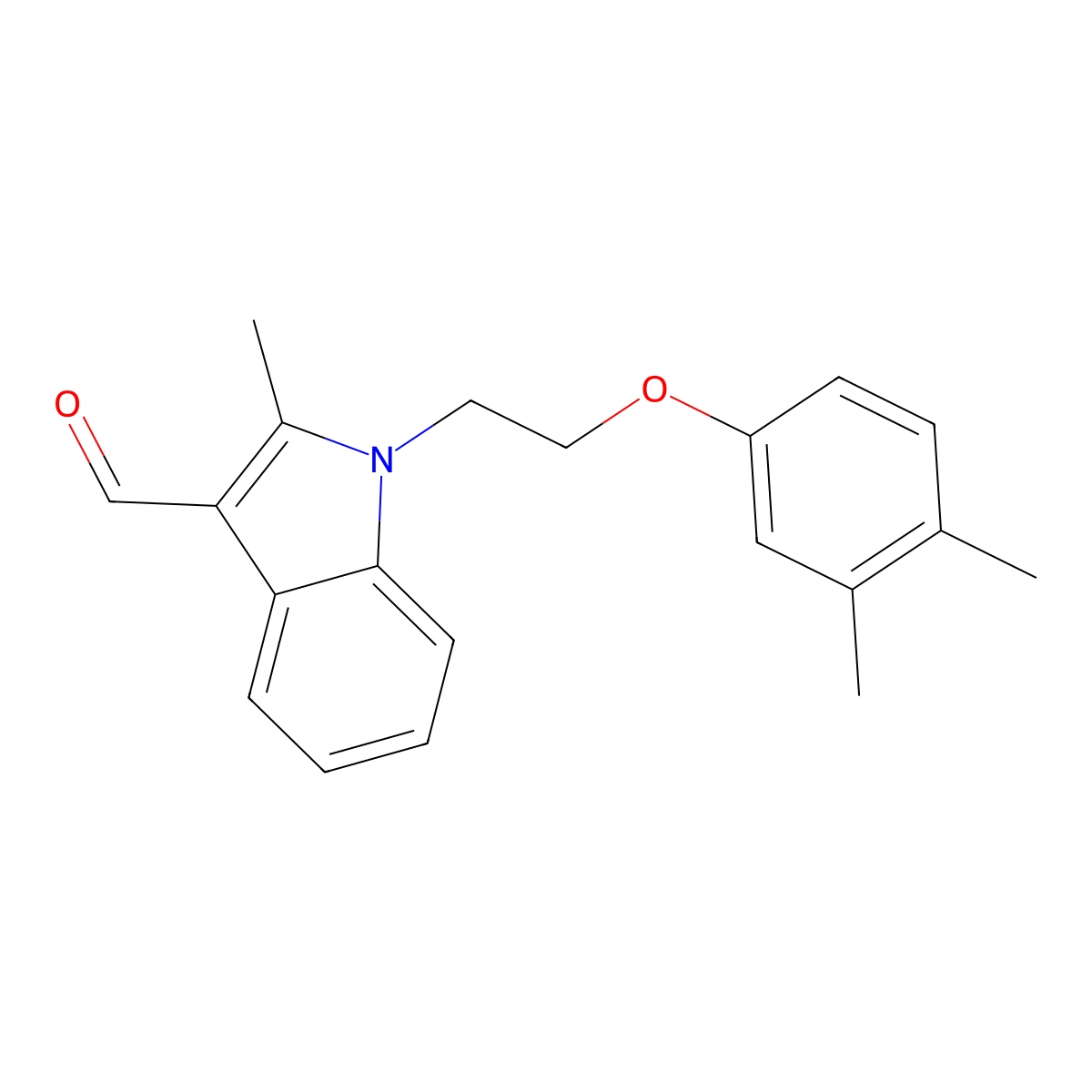 1-[2-(3,4-dimethylphenoxy)ethyl]-2-methyl-1H-indole-3-carbaldehyde molecular structure, CAS 496950-89-1
