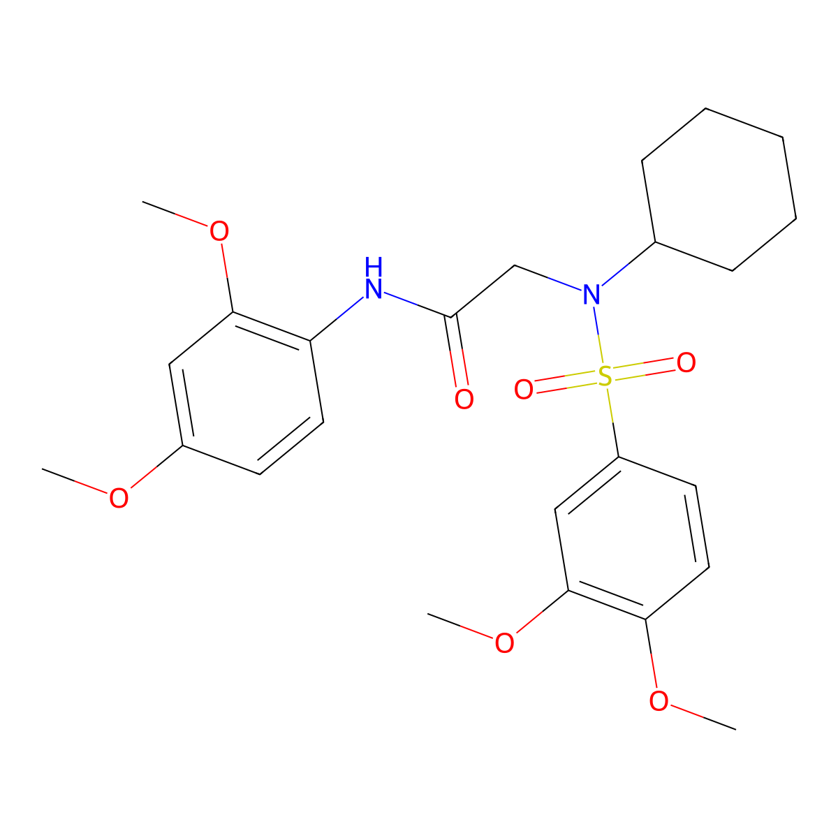 2-[cyclohexyl-(3,4-dimethoxyphenyl)sulfonylamino]-N-(2,4-dimethoxyphenyl)acetamide molecular structure, CAS 496951-03-2