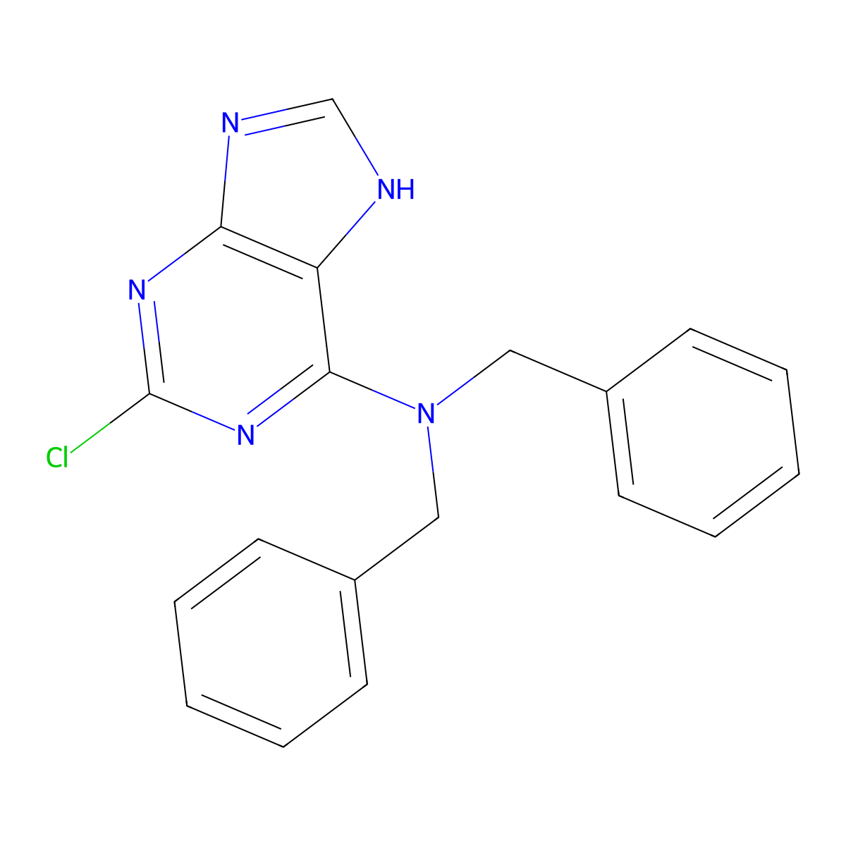 N,N-Dibenzyl-2-chloro-9H-purin-6-amine molecular structure, CAS 496955-47-6