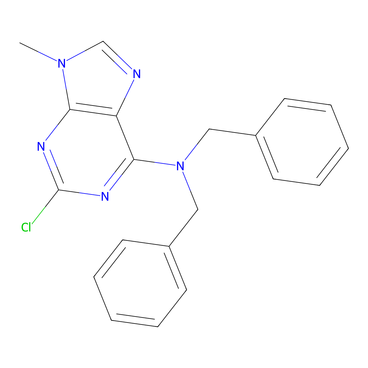 2-Chloro-9-methyl-N,N-bis(phenylmethyl)-9H-purin-6-amine molecular structure, CAS 496955-48-7