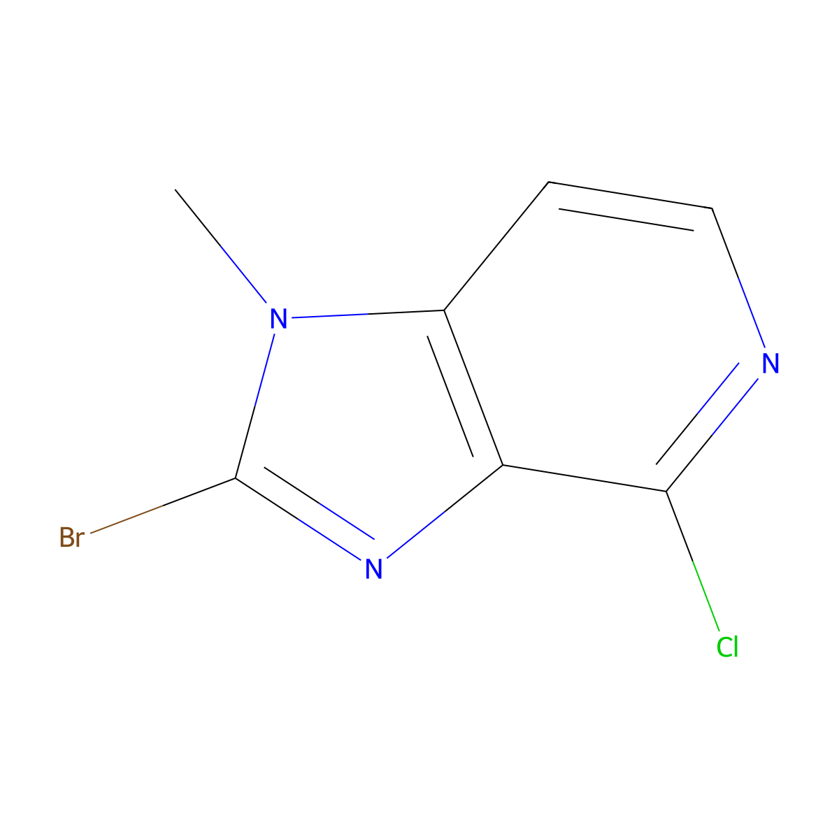 2-bromo-4-chloro-1-methyl-1H-imidazo[4,5-c]pyridine molecular structure, CAS 496955-66-9
