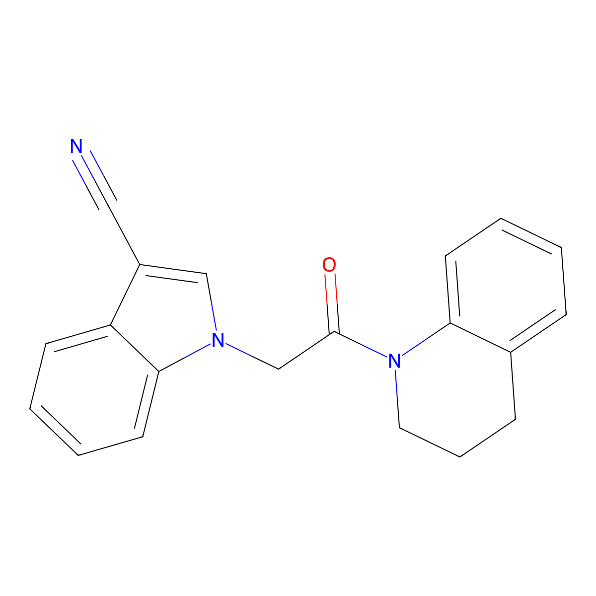 1-[2-(3,4-dihydro-2H-quinolin-1-yl)-2-oxoethyl]indole-3-carbonitrile molecular structure, CAS 496959-16-1