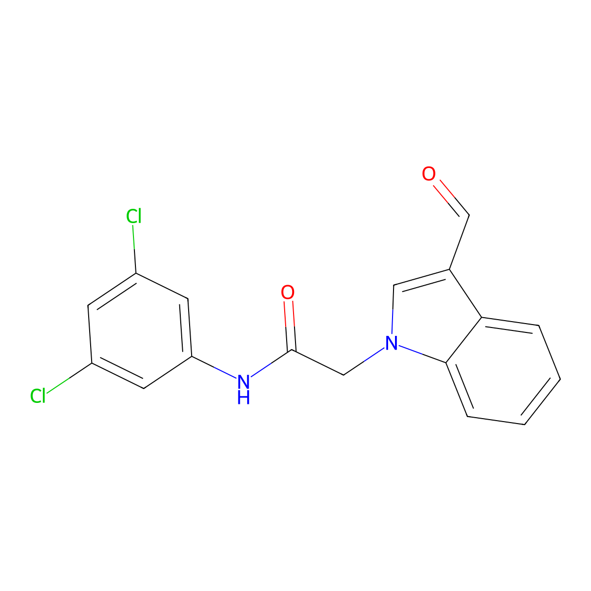 N-(3,5-dichlorophenyl)-2-(3-formyl-1H-indol-1-yl)acetamide molecular structure, CAS 496959-26-3