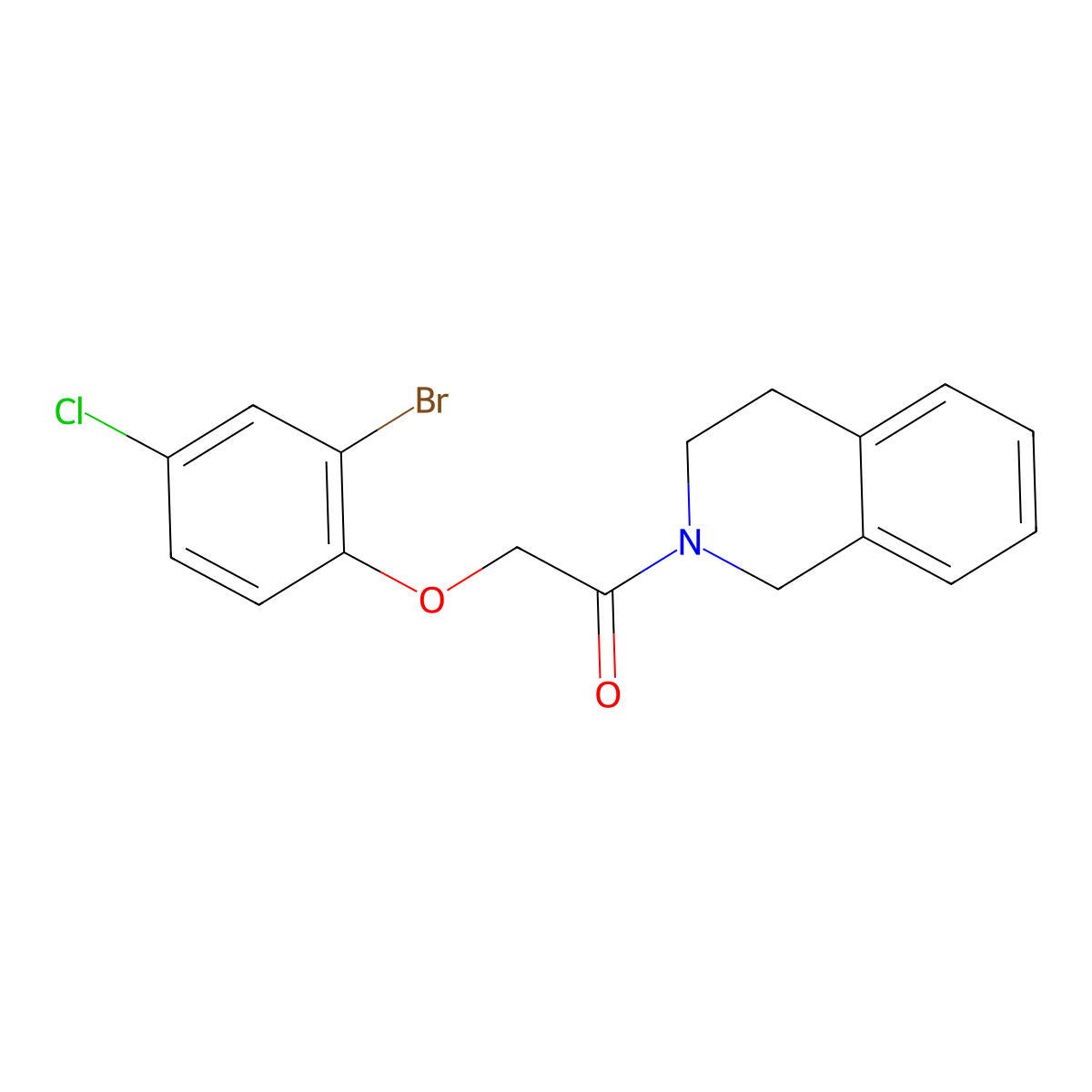 2-(2-bromo-4-chlorophenoxy)-1-(3,4-dihydro-1H-isoquinolin-2-yl)ethanone molecular structure, CAS 496959-40-1