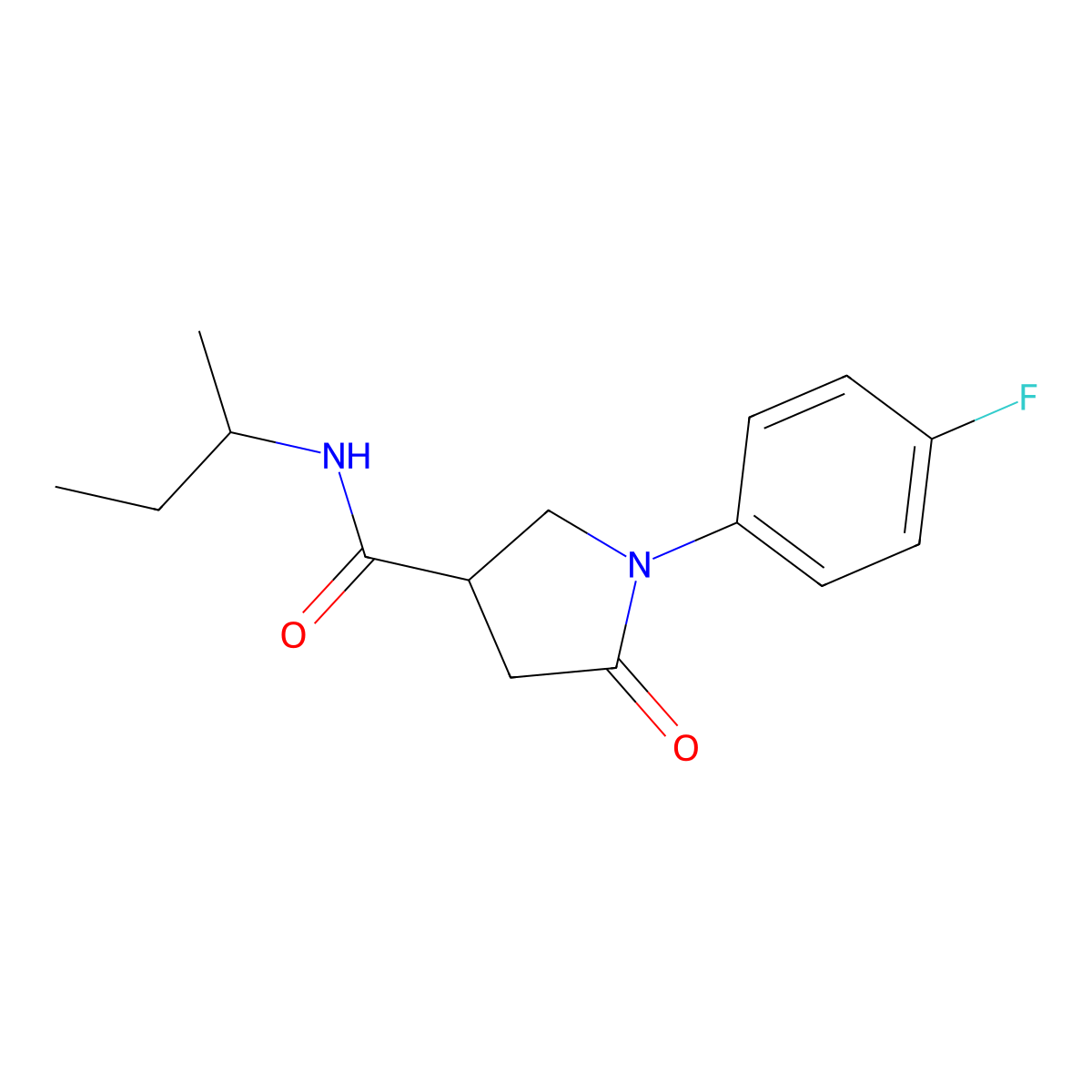 N-butan-2-yl-1-(4-fluorophenyl)-5-oxopyrrolidine-3-carboxamide molecular structure, CAS 496959-60-5