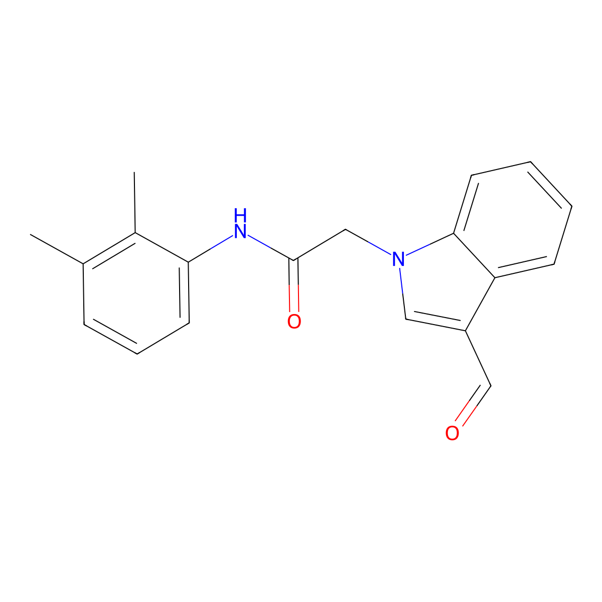 N-(2,3-dimethylphenyl)-2-(3-formyl-1H-indol-1-yl)acetamide molecular structure, CAS 496960-29-3