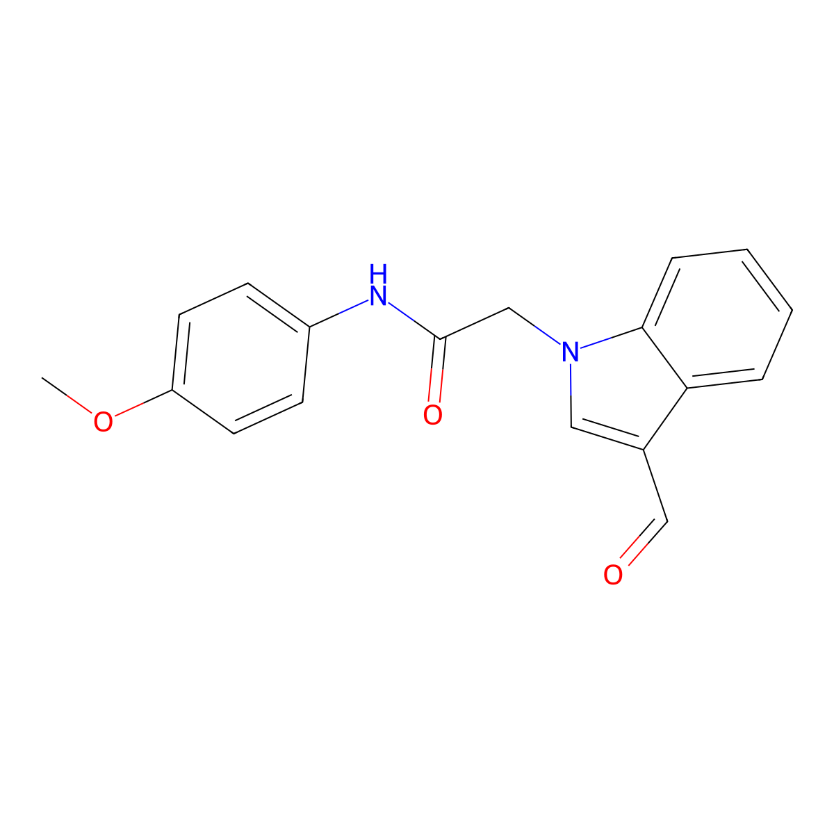 2-(3-formyl-1H-indol-1-yl)-N-(4-methoxyphenyl)acetamide molecular structure, CAS 496960-30-6