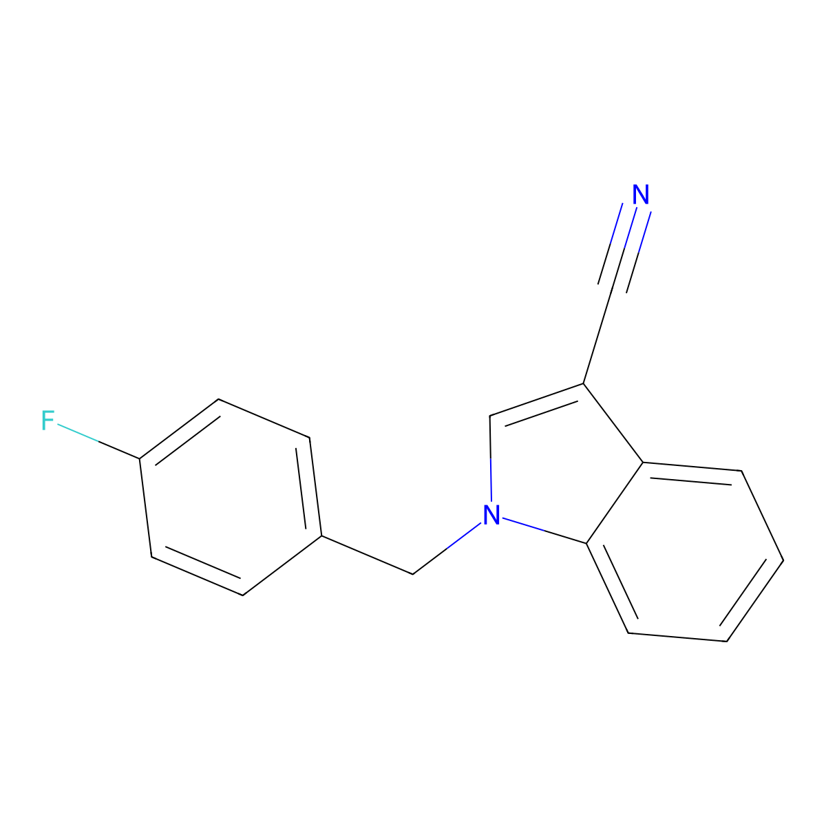 1-(4-fluorobenzyl)-1H-indole-3-carbonitrile molecular structure, CAS 496960-37-3