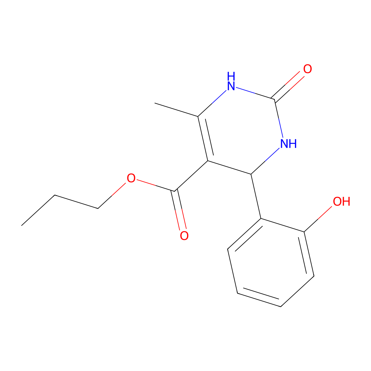 propyl 4-(2-hydroxyphenyl)-6-methyl-2-oxo-3,4-dihydro-1H-pyrimidine-5-carboxylate molecular structure, CAS 496964-76-2