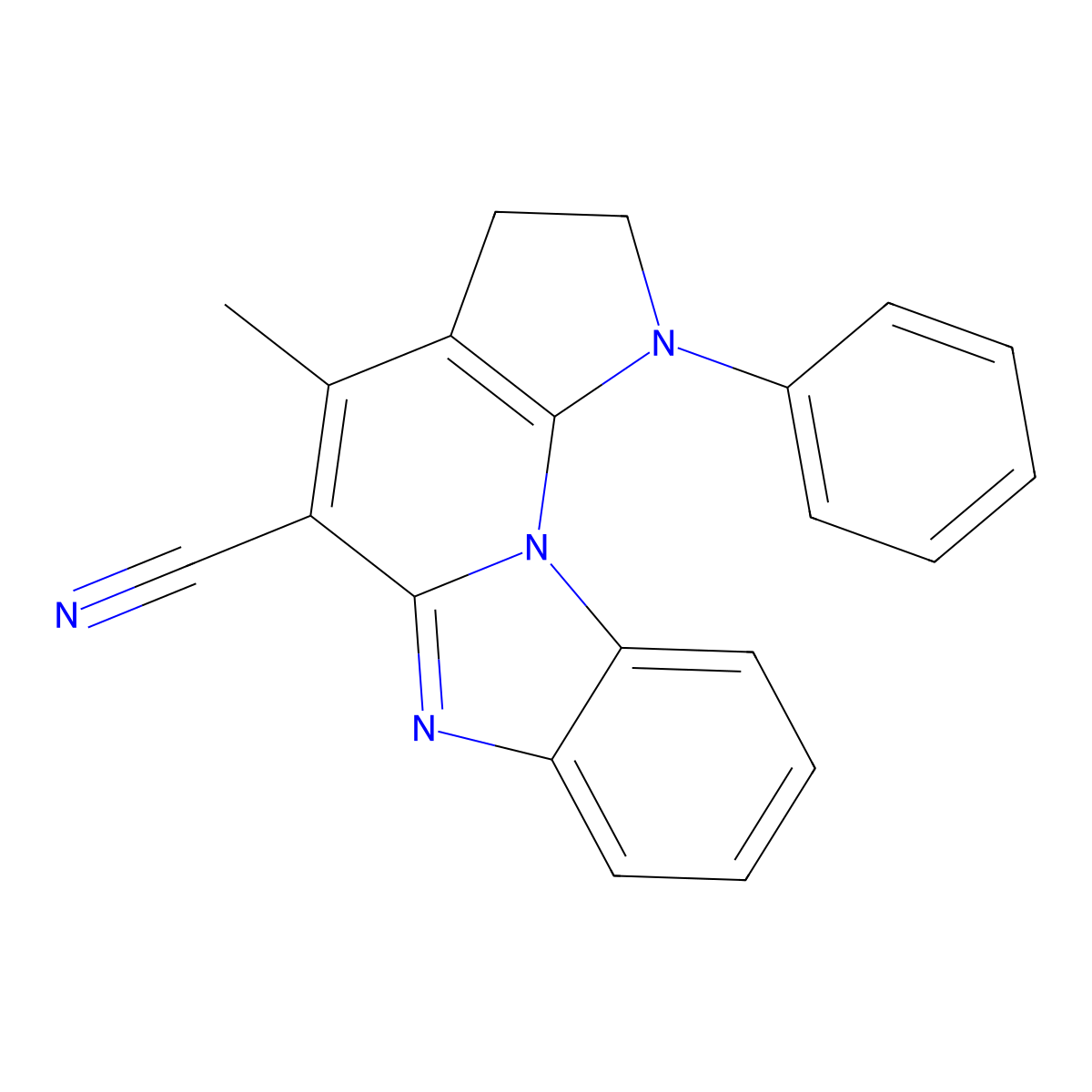 4-methyl-1-phenyl-2,3-dihydro-1H-pyrrolo[3',2':5,6]pyrido[1,2-a]benzimidazole-5-carbonitrile molecular structure, CAS 496970-39-9
