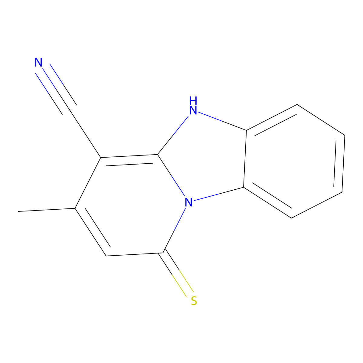 11-Methyl-13-sulfanyl-1,8-diazatricyclo[7.4.0.0,2,7]trideca-2,4,6,8,10,12-hexaene-10-carbonitrile molecular structure, CAS 496970-60-6