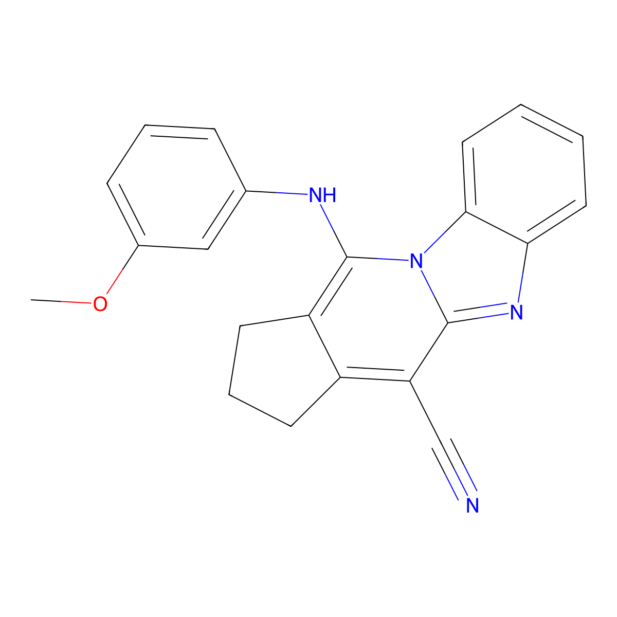 11-(3-methoxyanilino)-2,3-dihydro-1H-cyclopenta[4,5]pyrido[1,2-a]benzimidazole-4-carbonitrile molecular structure, CAS 496970-90-2