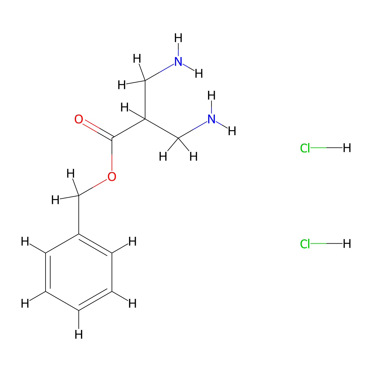 Benzyl 3-amino-2-(aminomethyl)propanoate dihydrochloride molecular structure, CAS 496974-27-7