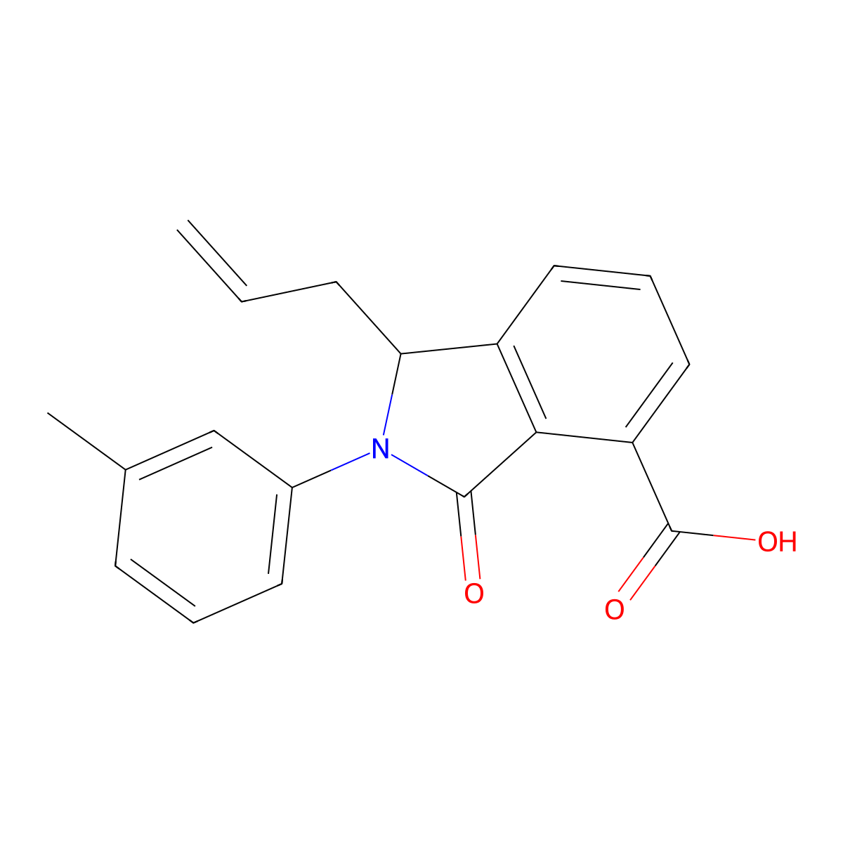 2-(3-methylphenyl)-3-oxo-1-(prop-2-en-1-yl)-2,3-dihydro-1H-isoindole-4-carboxylic acid molecular structure, CAS 496975-03-2