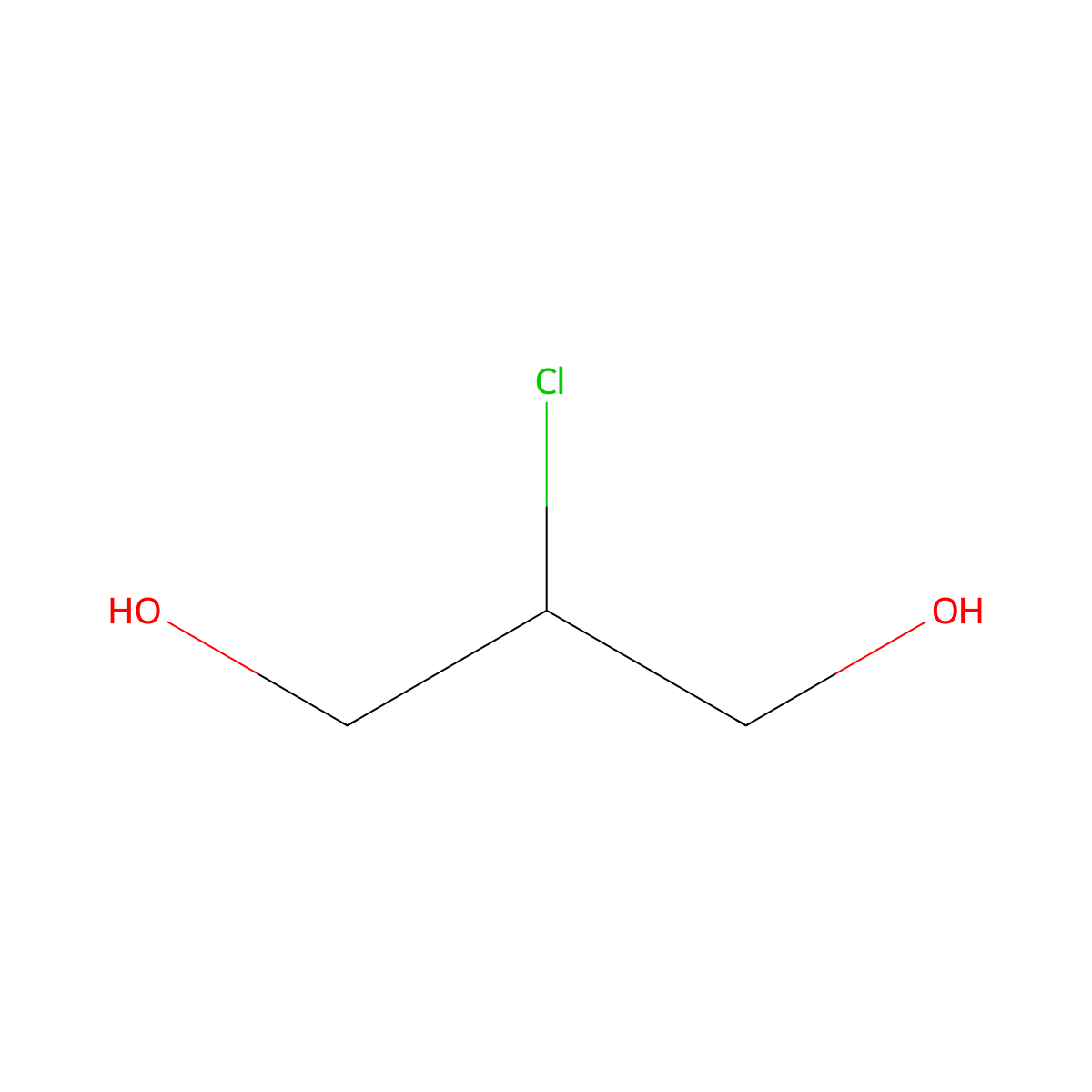 Glycerol beta-chlorohydrin molecular structure, CAS 497-04-1
