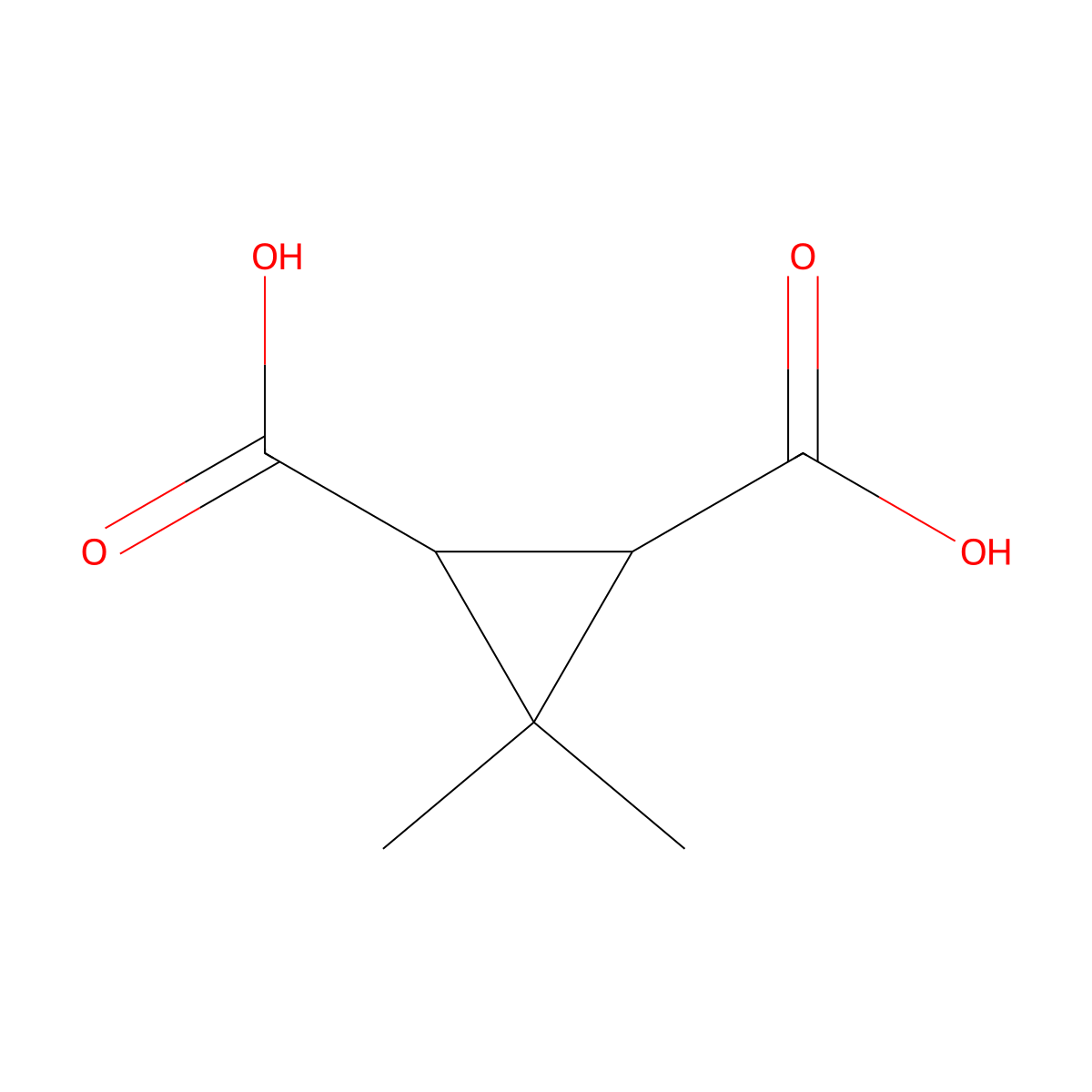 3,3-Dimethyl-1,2-cyclopropanedicarboxylic acid molecular structure, CAS 497-42-7