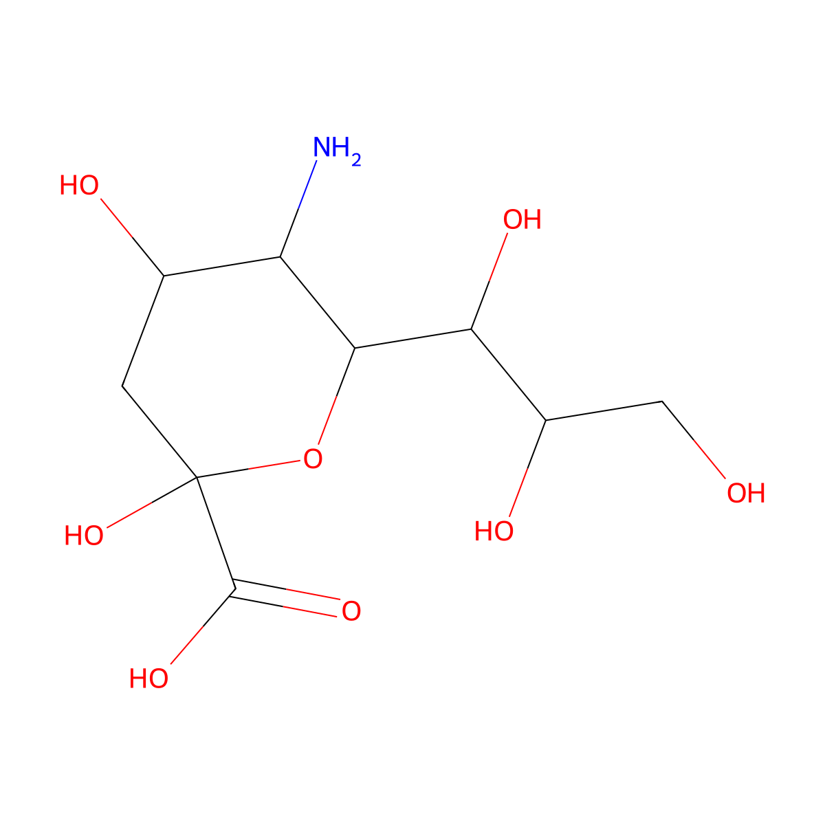 beta-Neuraminic acid molecular structure, CAS 497-43-8